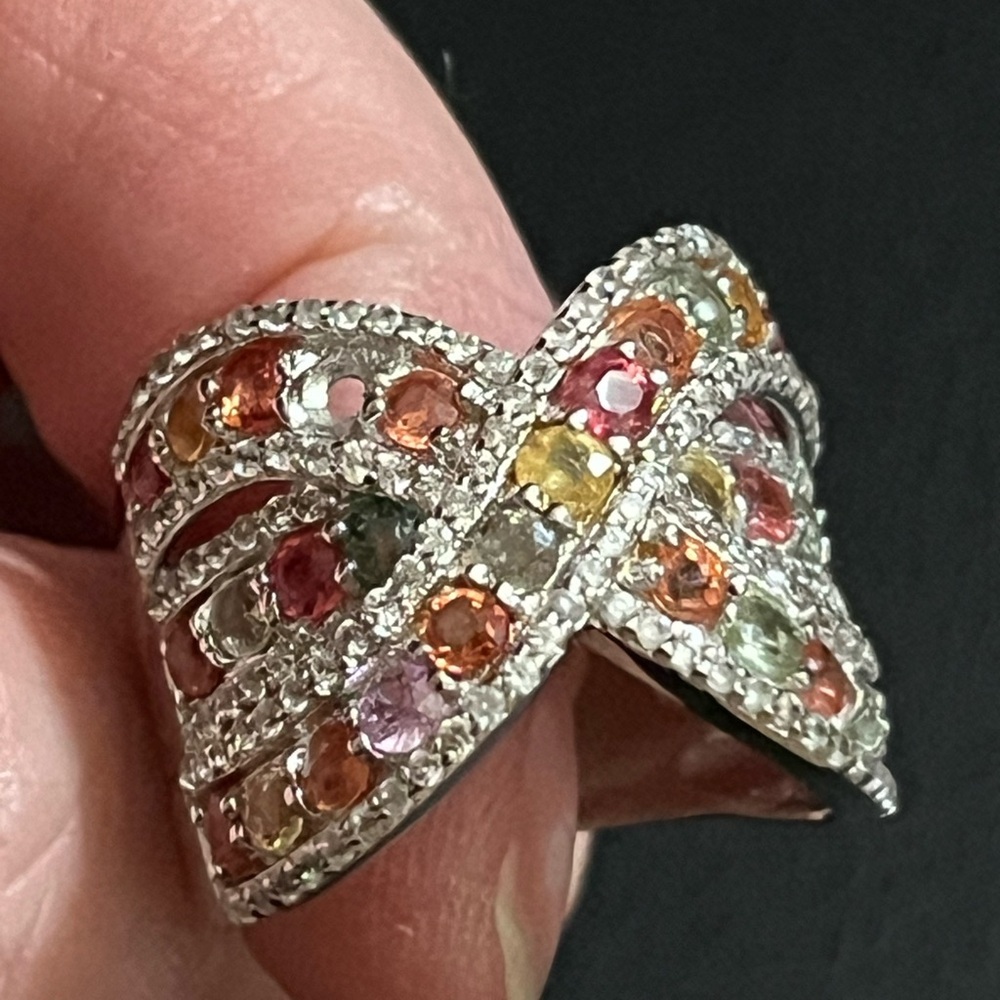 Gorgeous Multi Colored Gemstone Ring - image 1